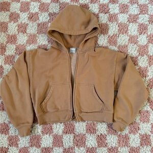 TNA Boyfriend Brown Cropped Hoodie